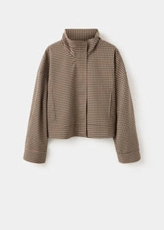 Checked jacket with funnel neck — Brown 6