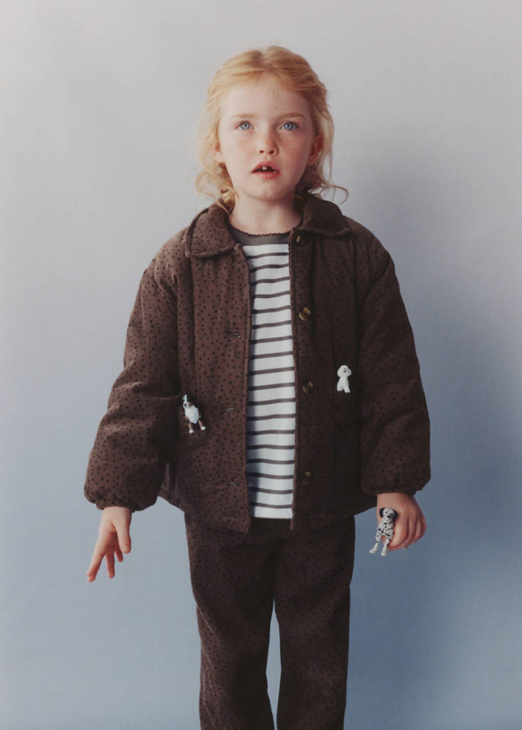 Polka-dot corduroy jacket — Chocolate