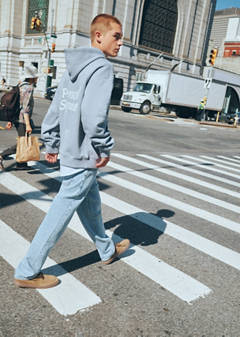 Cotton hooded sweatshirt with text print — Blue 4