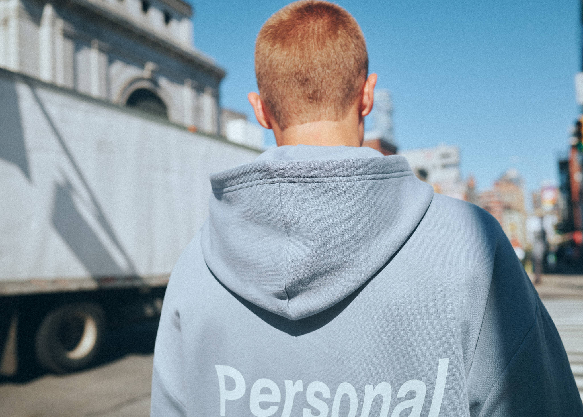 Cotton hooded sweatshirt with text print - Panoramic plane