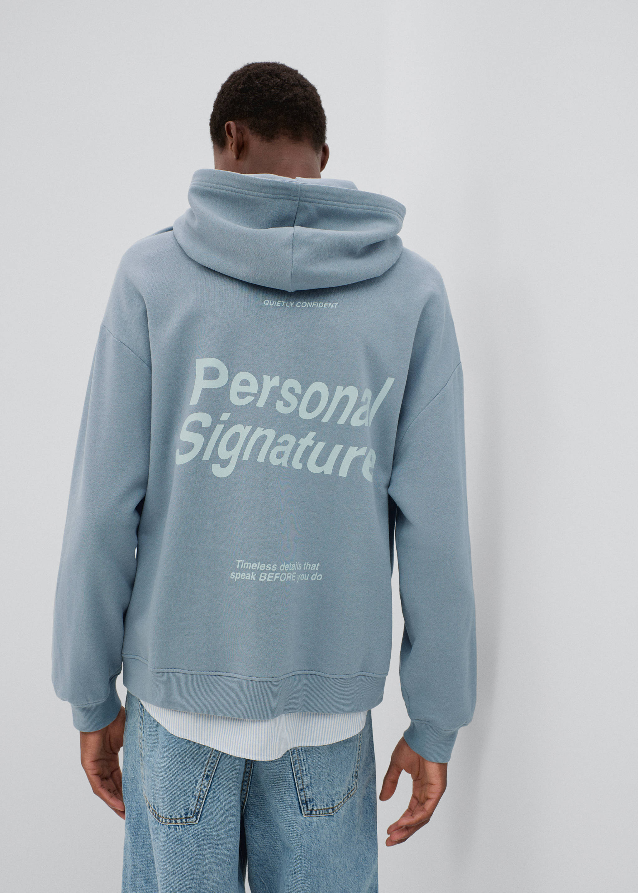 Cotton hooded sweatshirt with text print - Reverse of the article