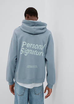 Cotton hooded sweatshirt with text print — Blue 11