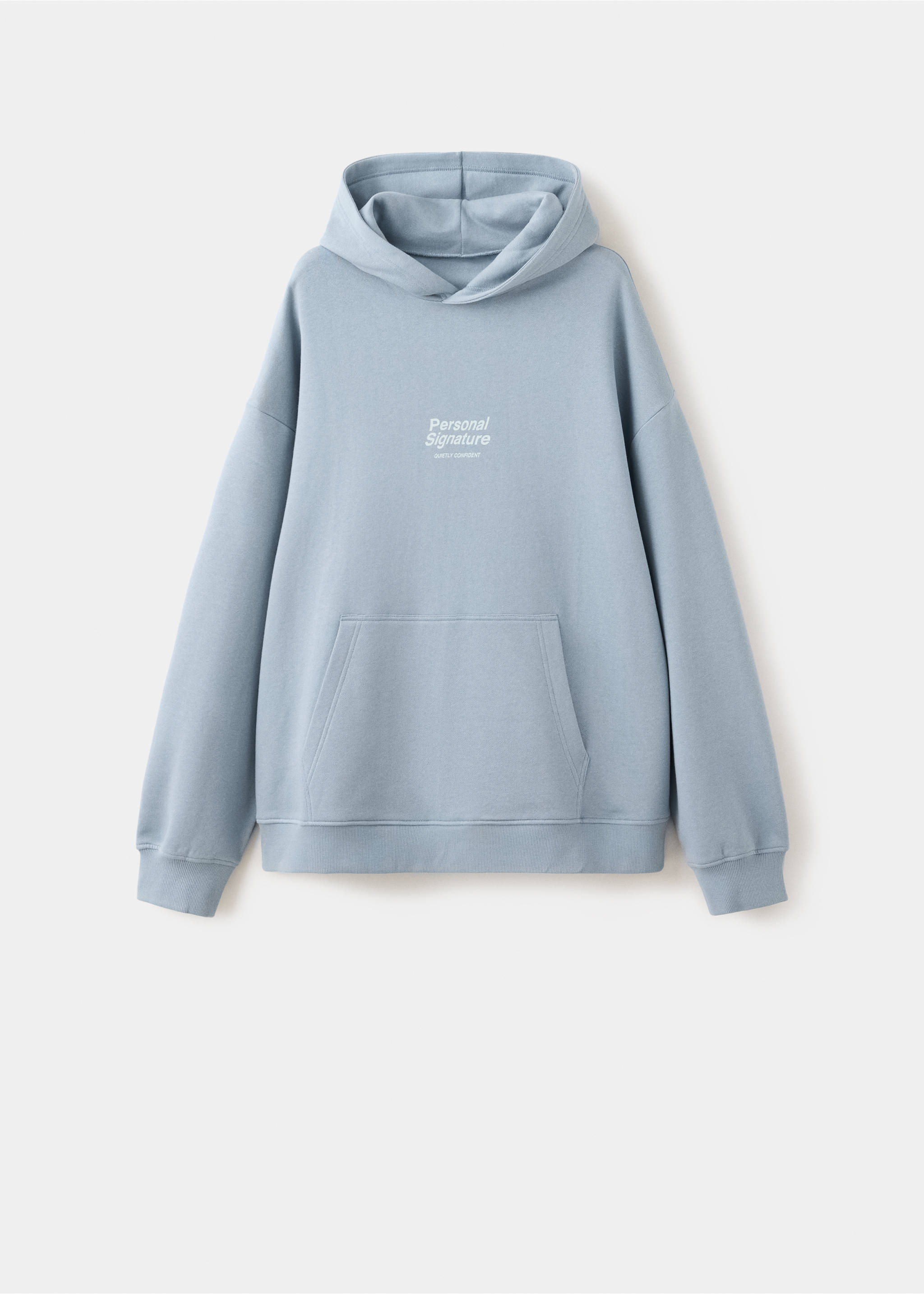 Cotton hooded sweatshirt with text print - Article without model, Blue. Ref: 37056003-00.