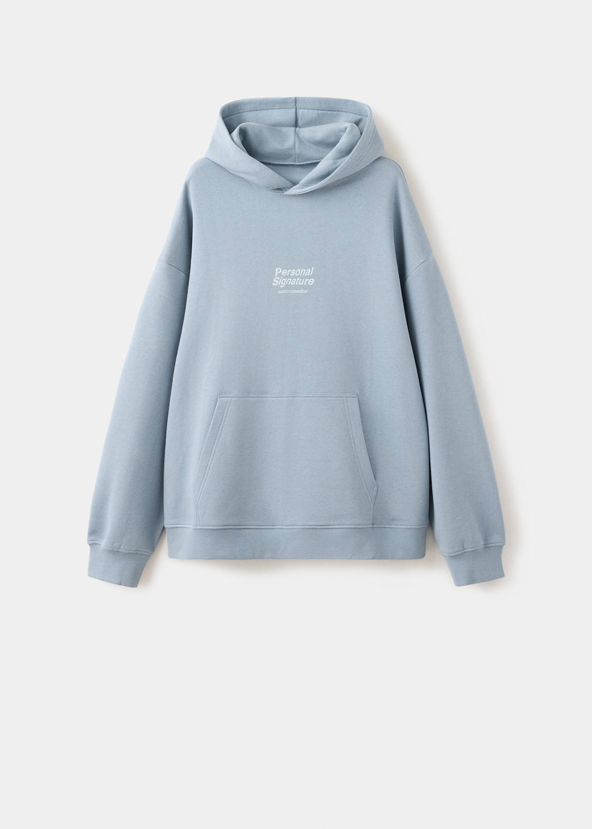 Cotton hooded sweatshirt with text print — Blue