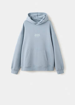 Cotton hooded sweatshirt with text print — Blue 5