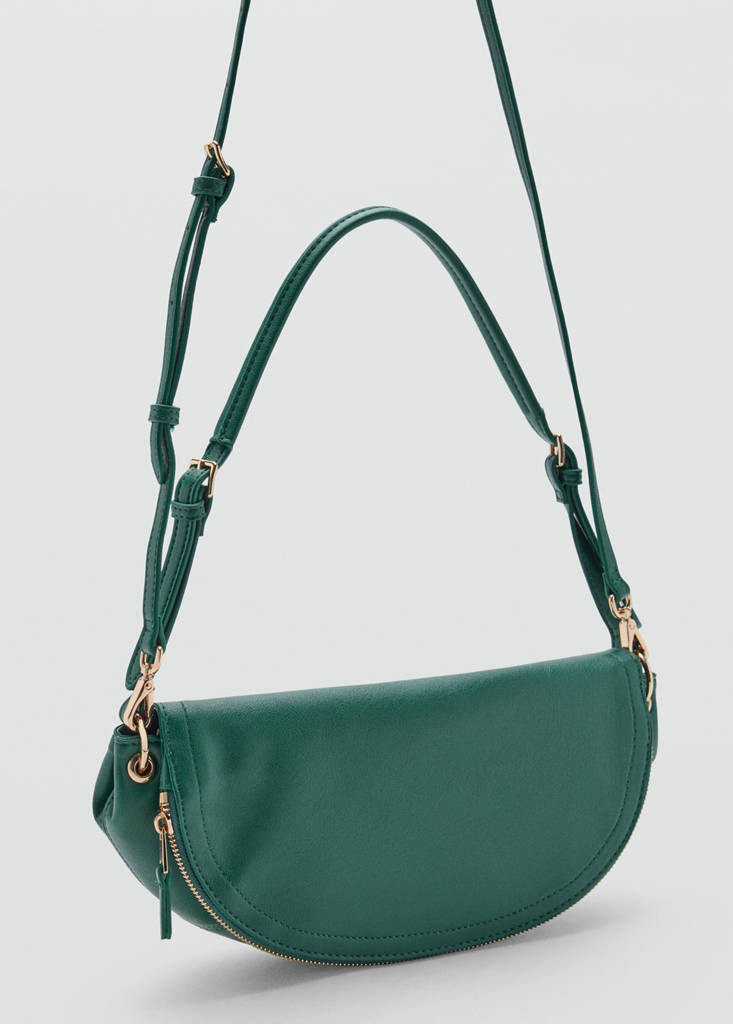 Semi-circular faux leather shoulder bag — Emerald Green