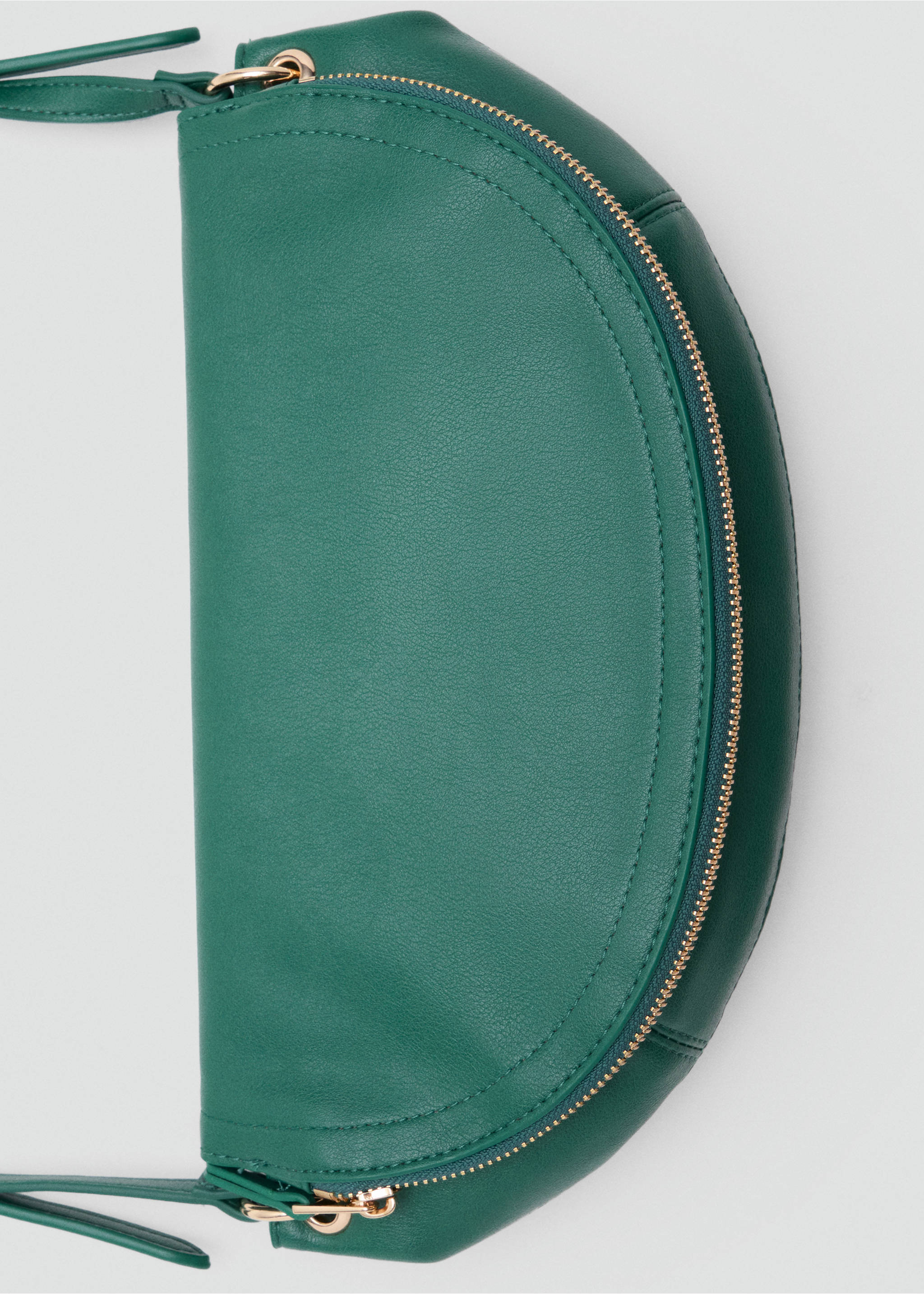 Leather-effect half-moon shoulder bag - Details of the article 3, Emerald Green. Ref: 37056004-00.