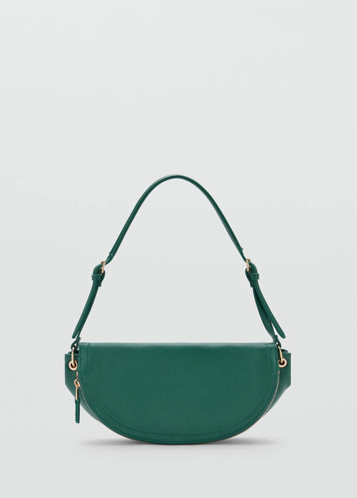 Semi-circular faux leather shoulder bag — Emerald Green