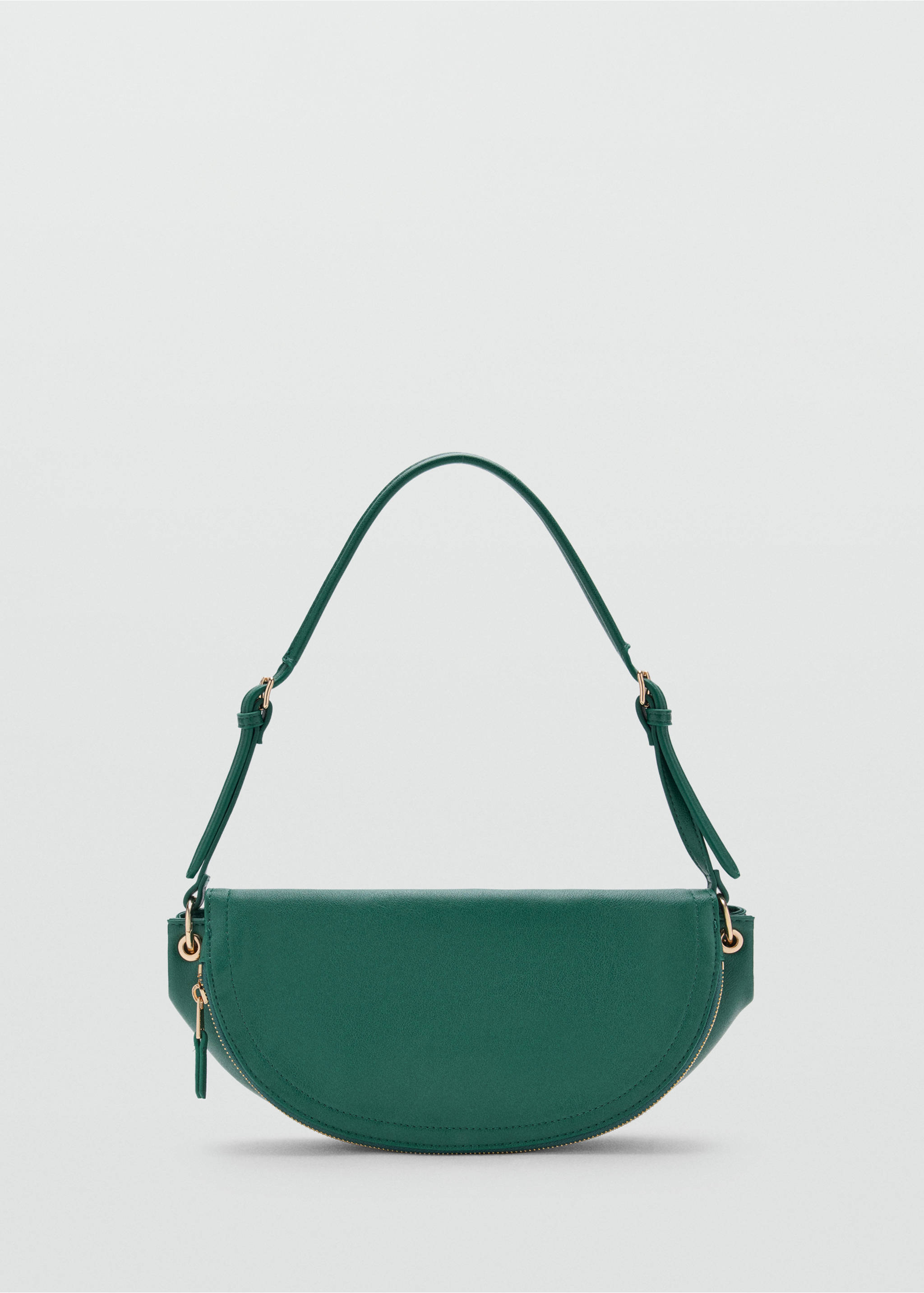 Leather-effect half-moon shoulder bag - Article without model, Emerald Green. Ref: 37056004-00.