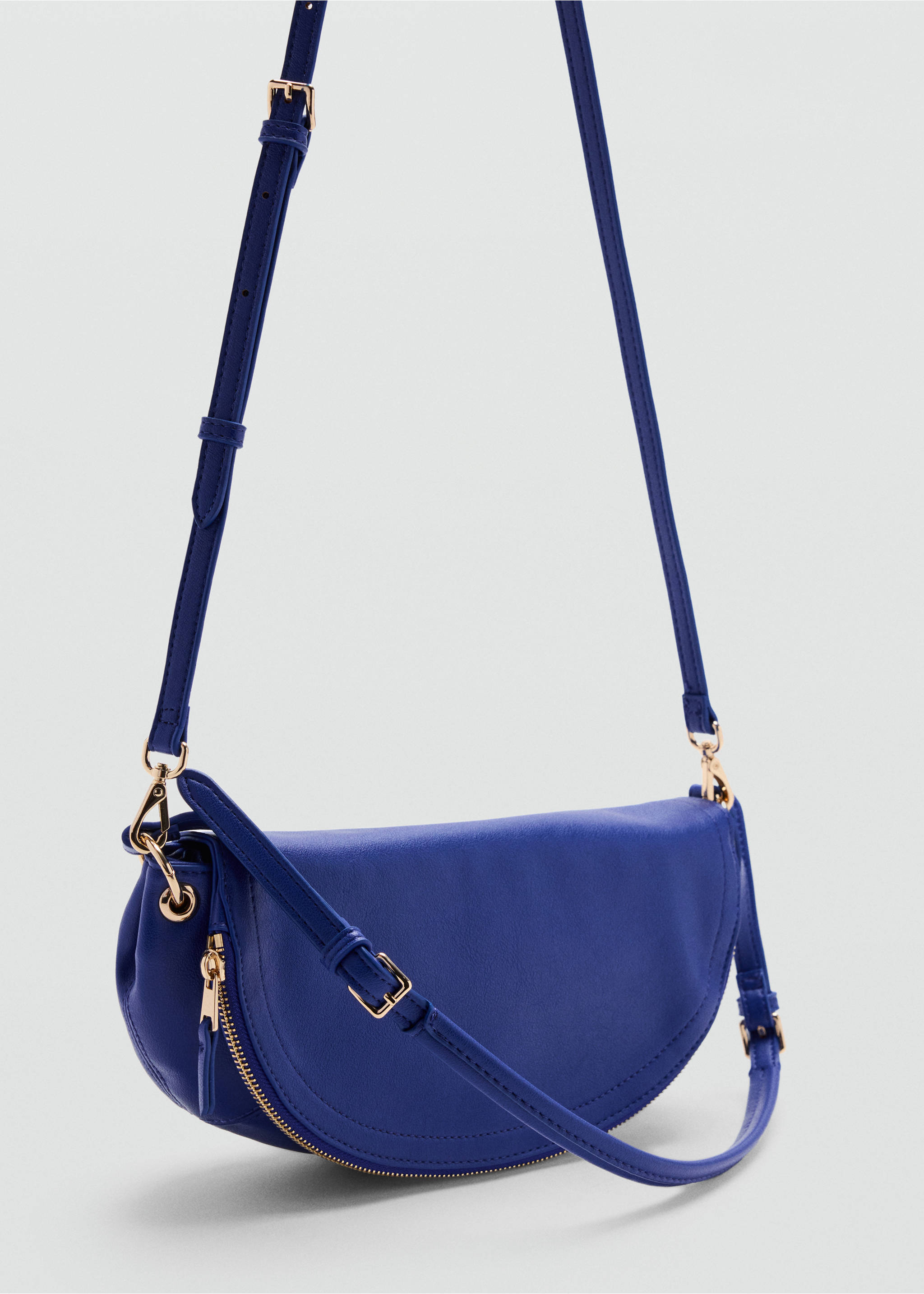 Leather-effect half-moon shoulder bag - Medium plane, Vibrant blue. Ref: 37056004-00.
