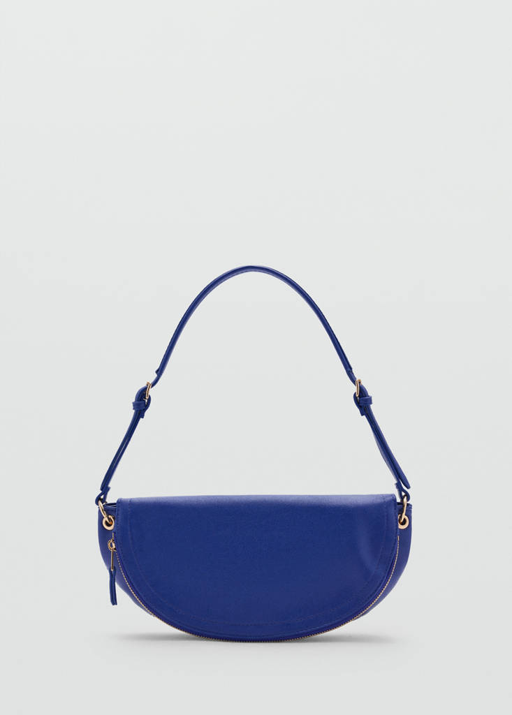 Semi-circular faux leather shoulder bag — Vibrant blue