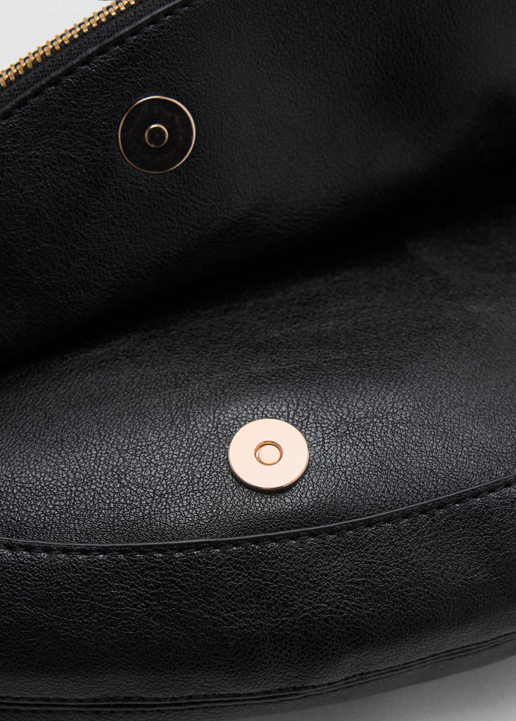Semi-circular faux leather shoulder bag — Black