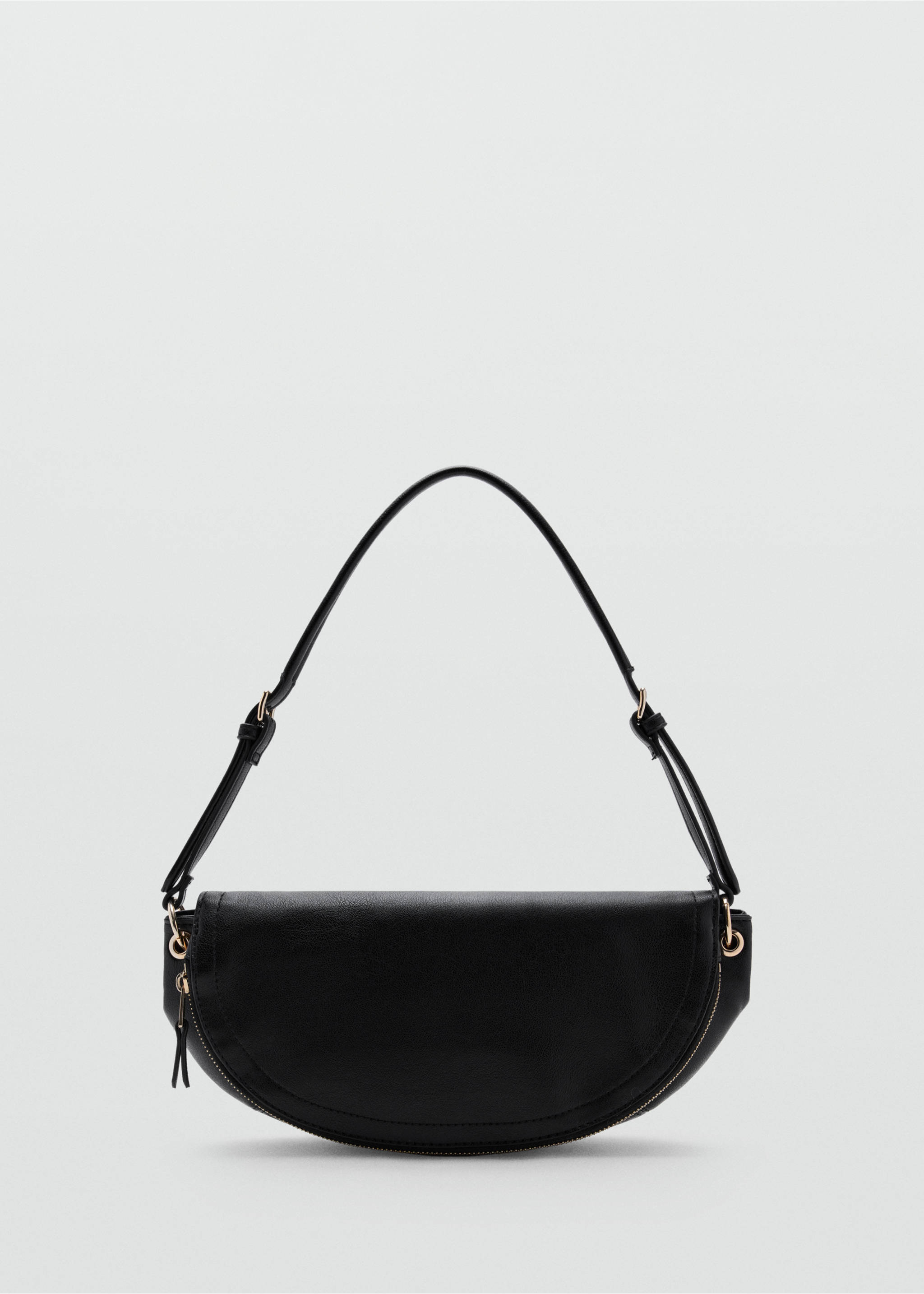 Leather-effect half-moon shoulder bag - منتج دون نموذج, أسود. Ref: 37056004-00.
