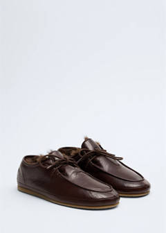 Leather moccasins with fur lining — Chocolate 4
