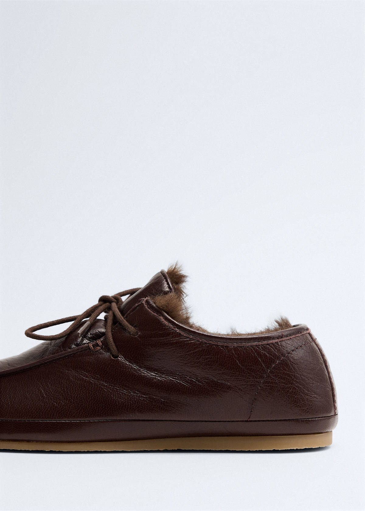 Leather moccasins with fur lining — Chocolate