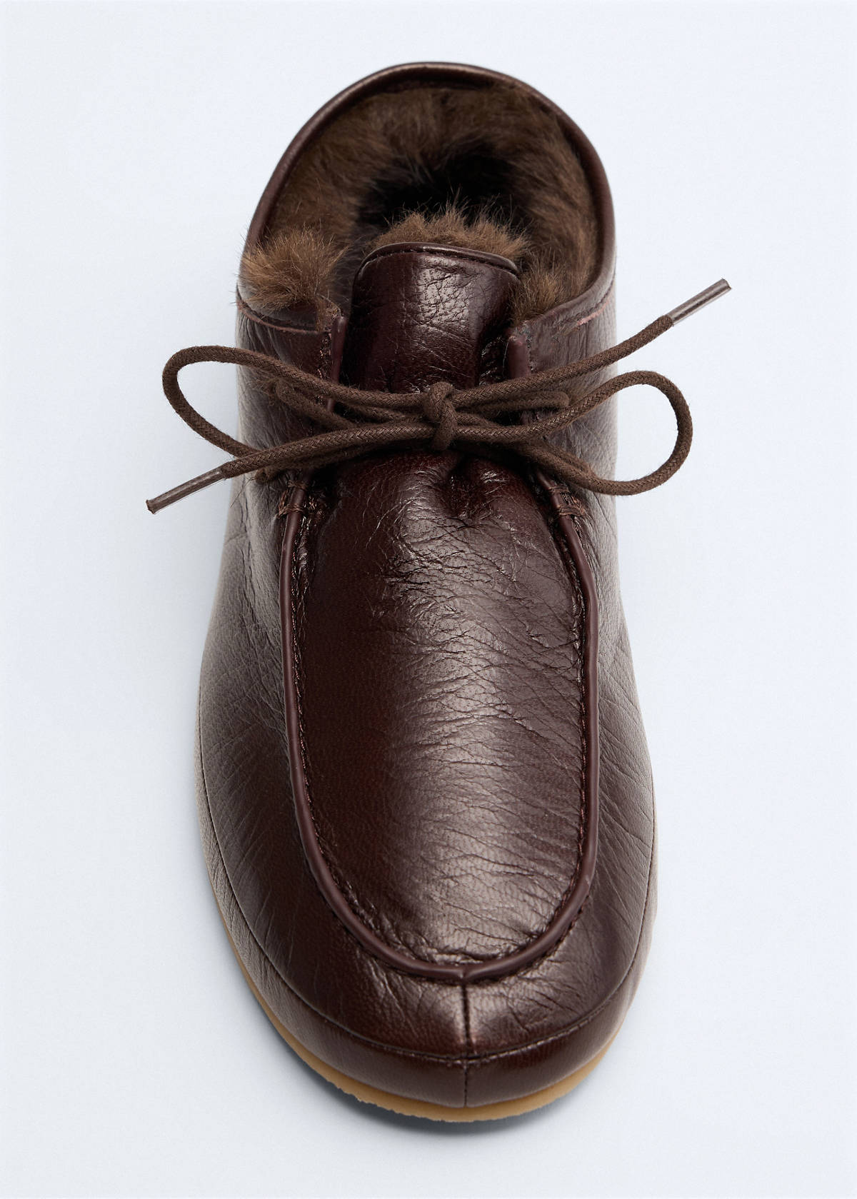 Leather moccasins with fur lining — Chocolate