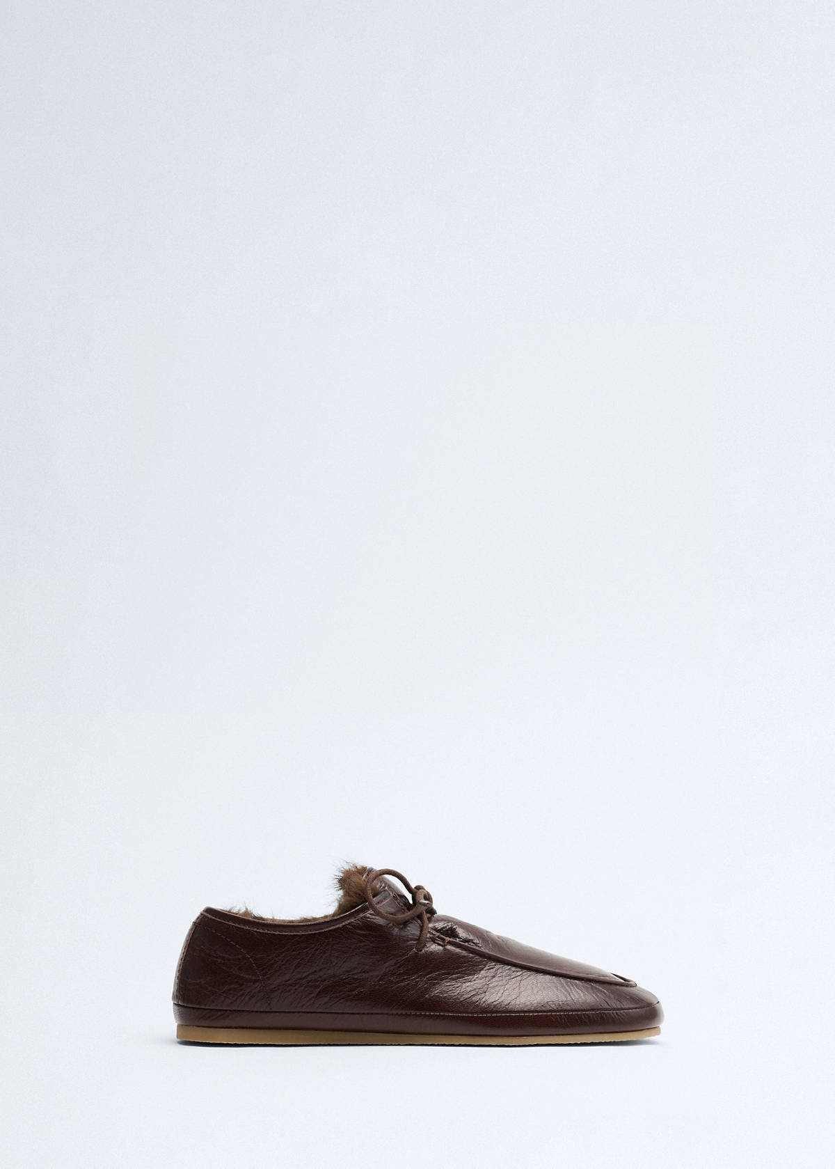 Leather moccasins with fur lining — Chocolate