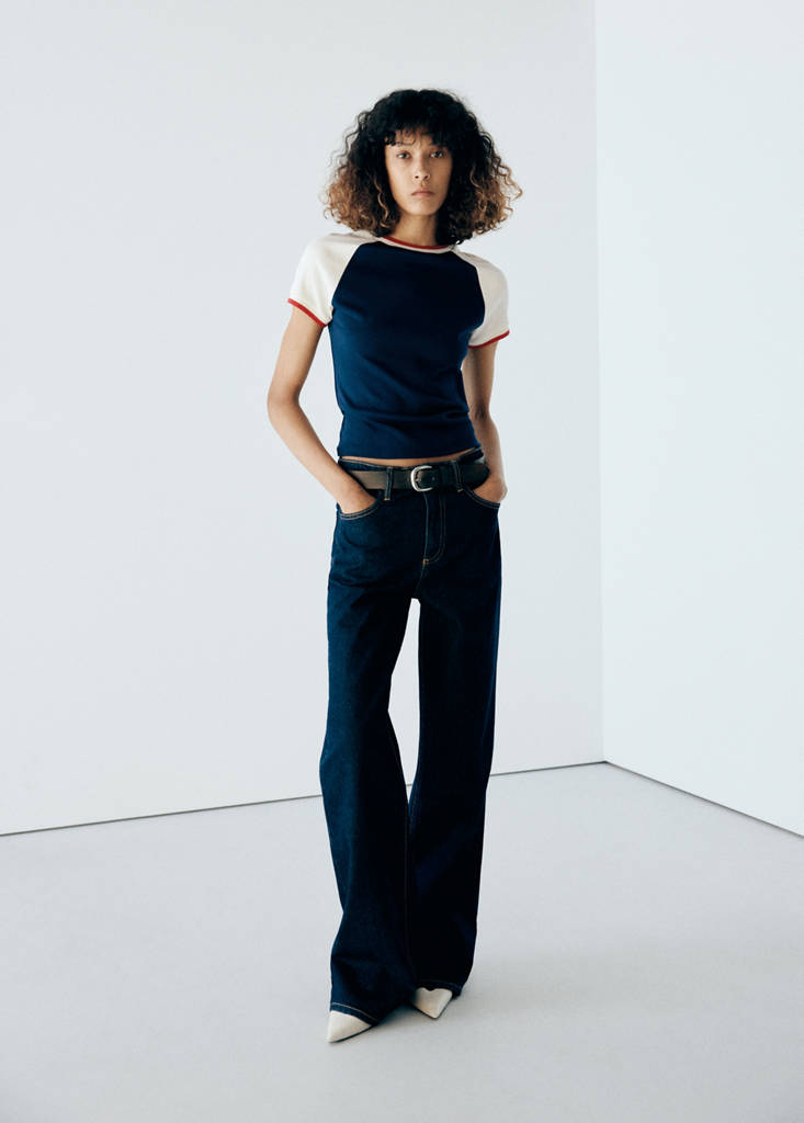 Fitted contrast T-shirt — Blue