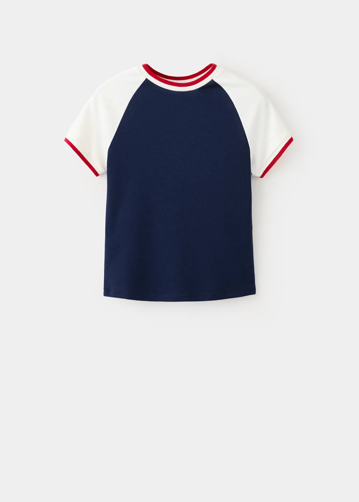 Fitted contrast T-shirt — Blue