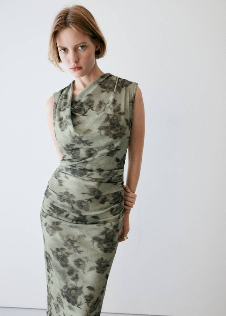Asymmetric side ruched dress - thumbnail 2