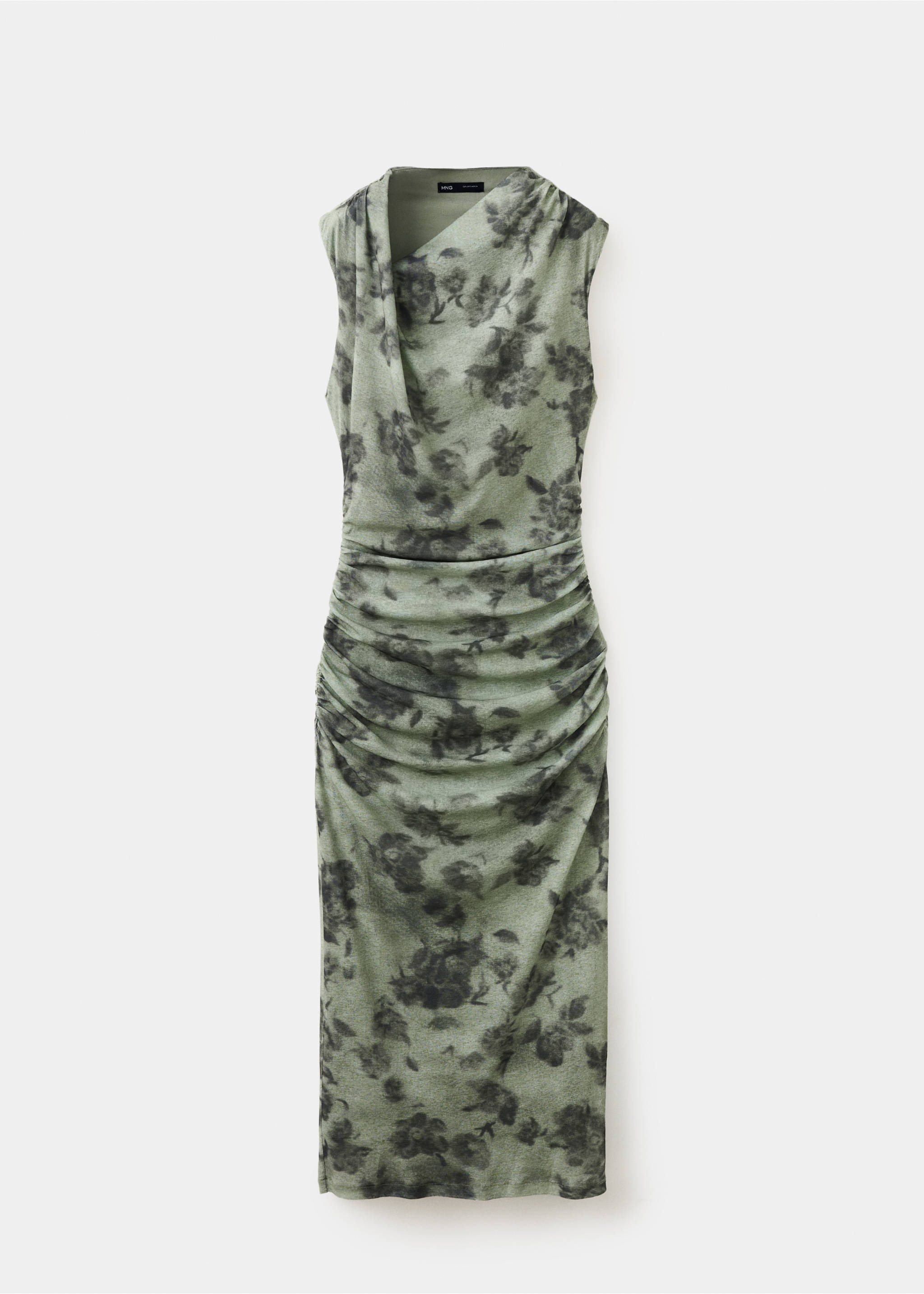 Asymmetric side ruched dress - Article without model, Green. Ref: 37056012-00.