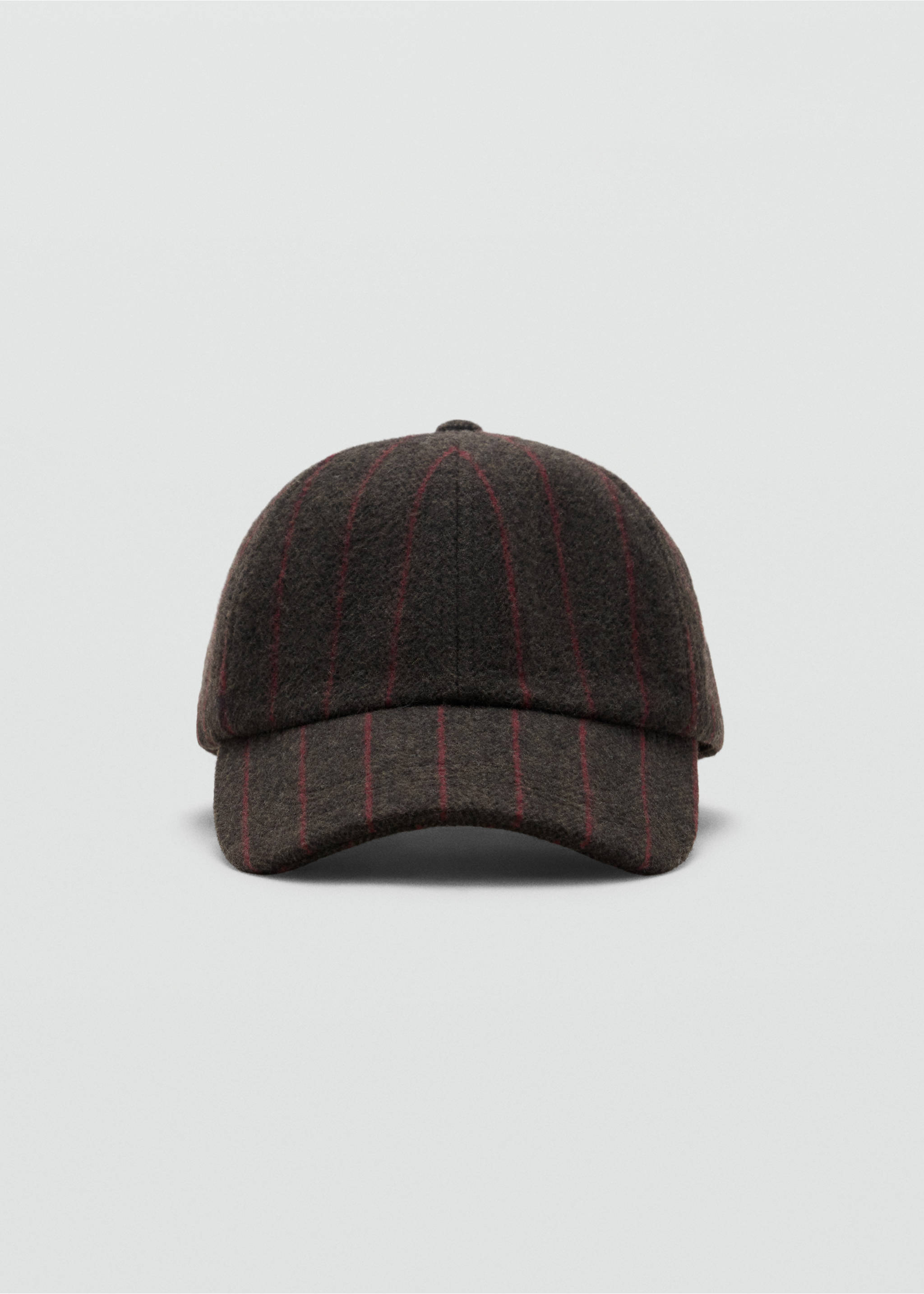 Dark brown cap with red pinstripes and a curved peak., Brown. Ref: 37056013-00.