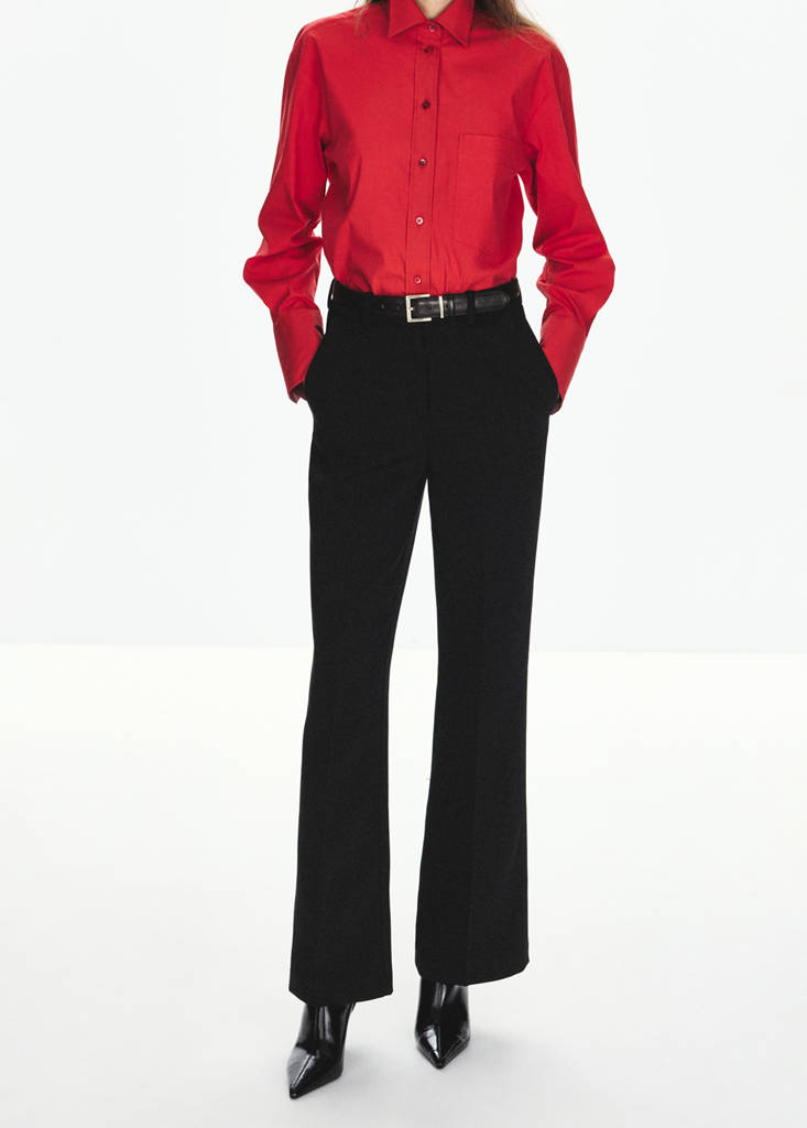 Low-rise straight-leg trousers — Black