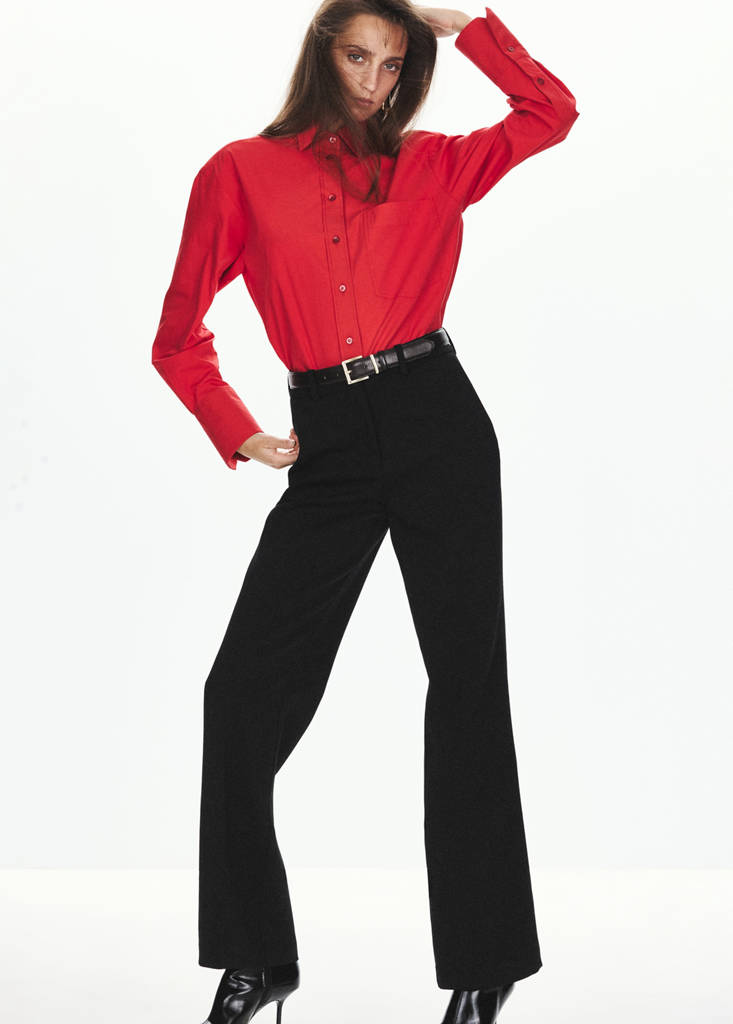 Low-rise straight-leg trousers — Black