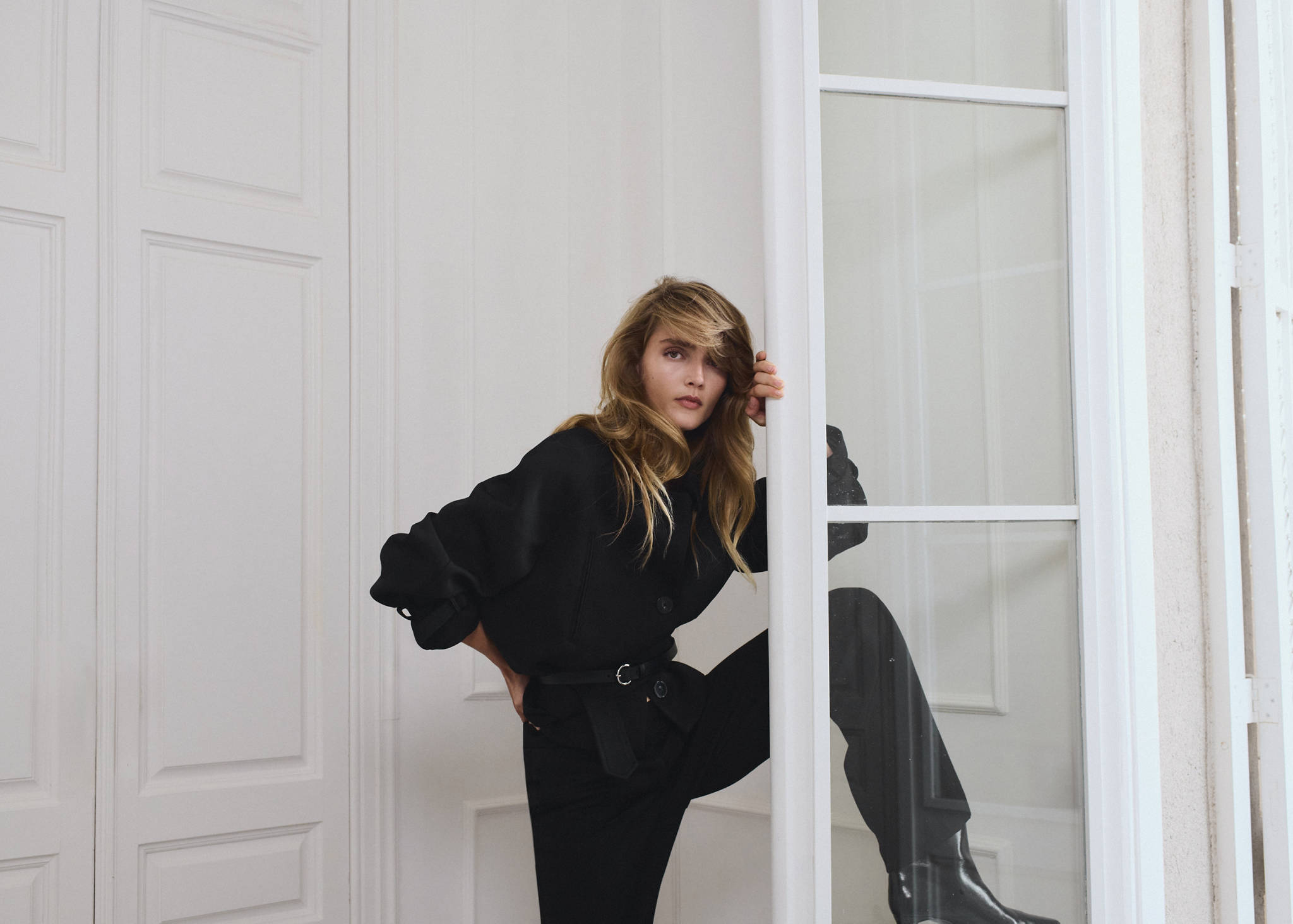 Low-rise straight-leg trousers - Panoramic plane