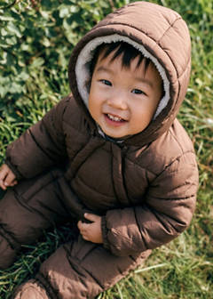 Quilted zip-up jumper — Chocolate 1