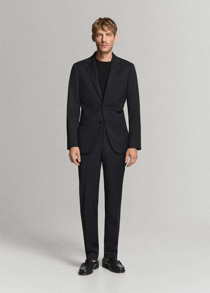 Turin 100% virgin wool suit jacket — Black