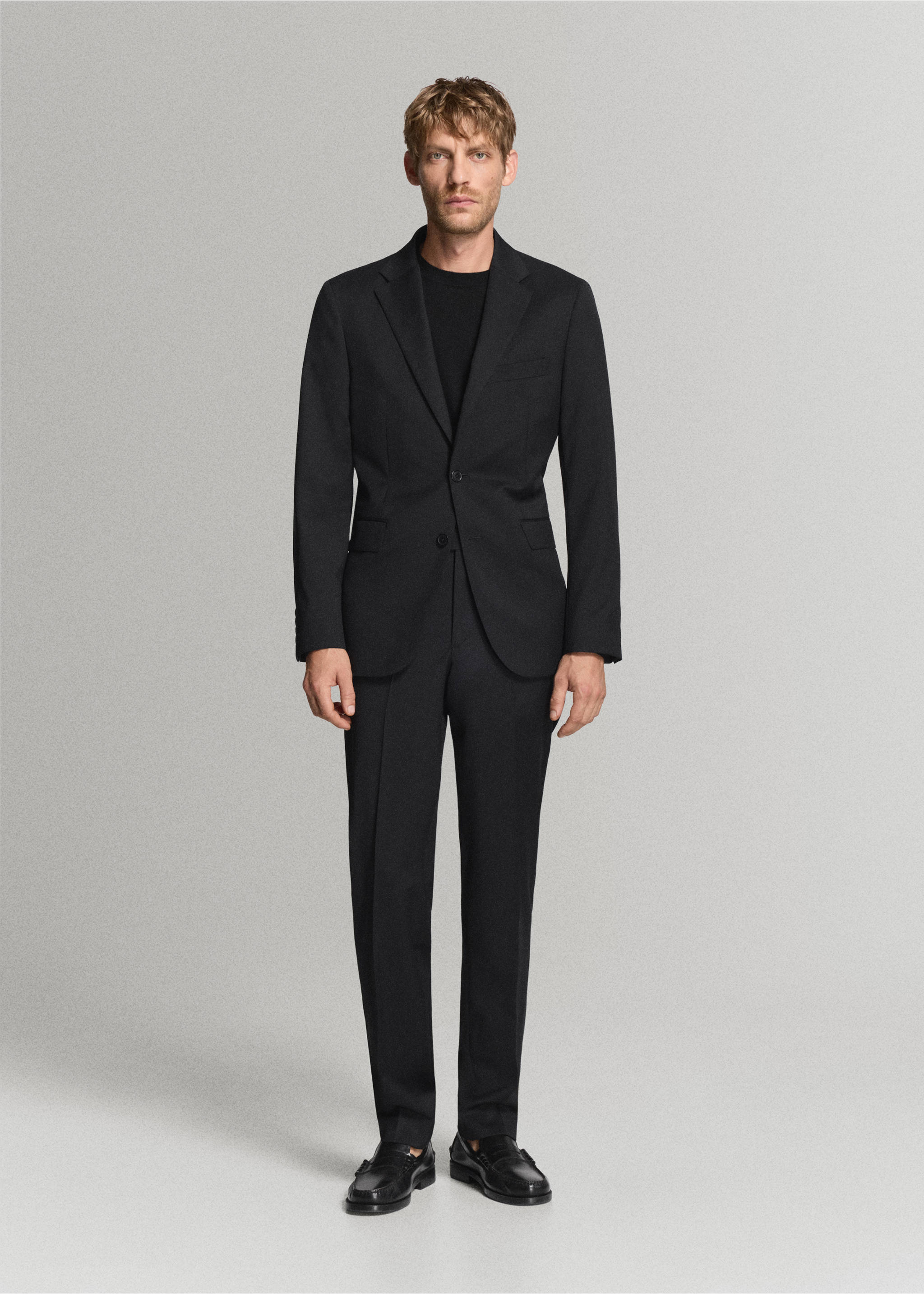 Turin 100% virgin wool suit jacket - General plane, Black. Ref: 37056322-00.