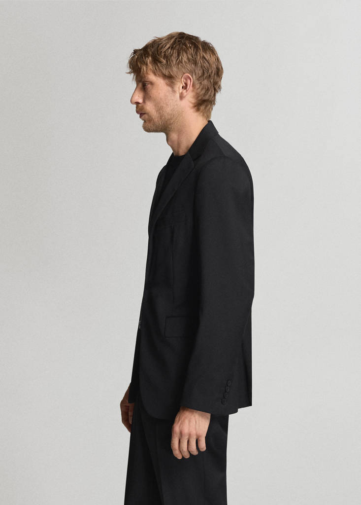 Turin 100% virgin wool suit jacket — Black