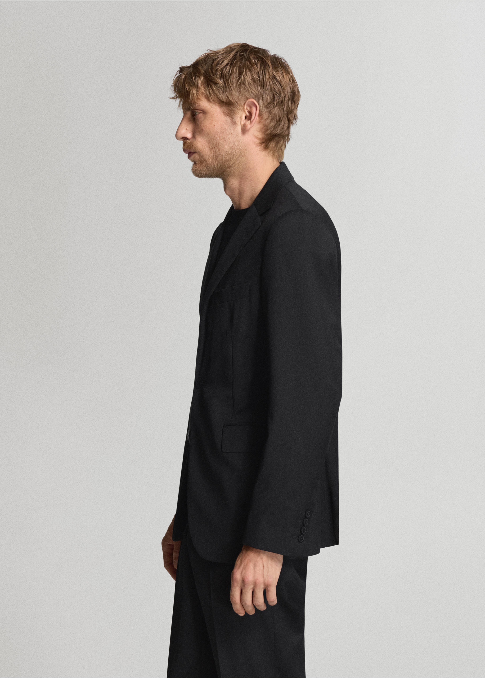 Turin 100% virgin wool suit jacket - Details of the article 2, Black. Ref: 37056322-00.