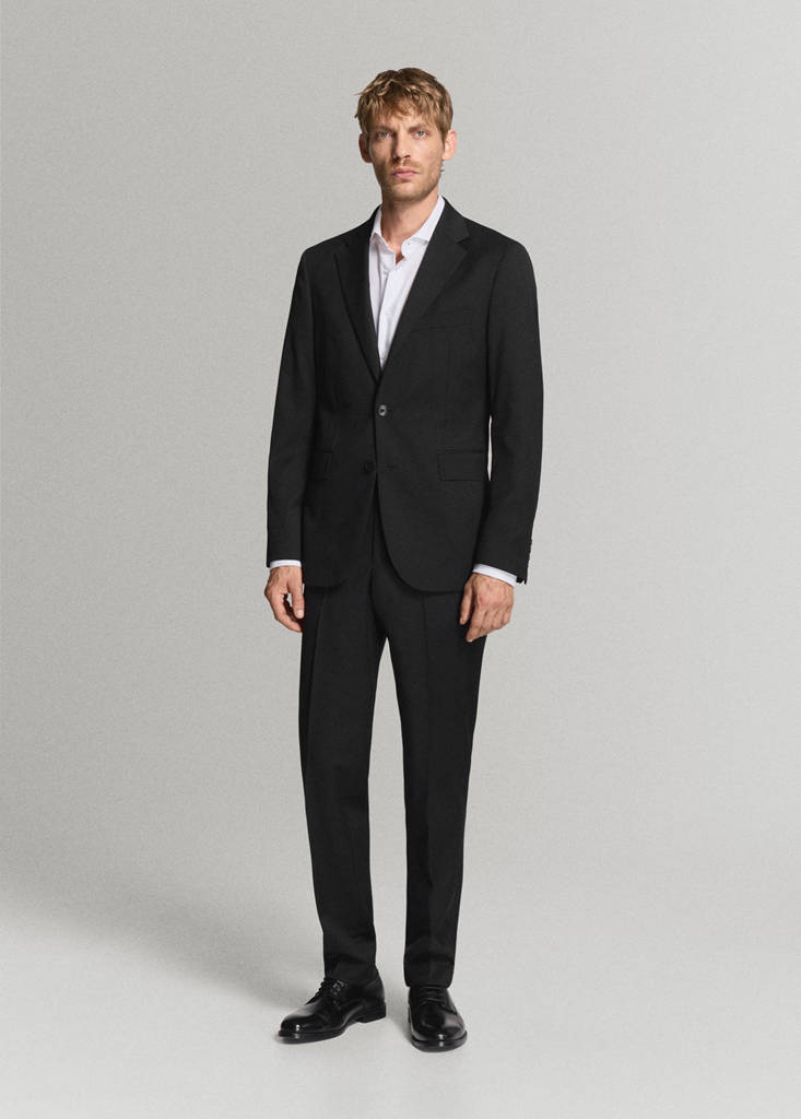 Turin 100% virgin wool suit jacket — Black