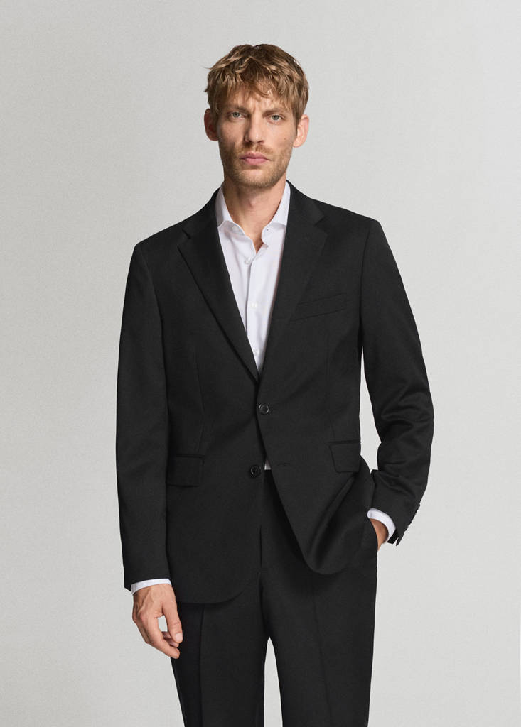 Turin 100% virgin wool suit jacket — Black