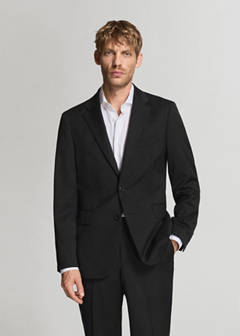 Turin suit jacket, 100% virgin wool, slim fit — Black 9