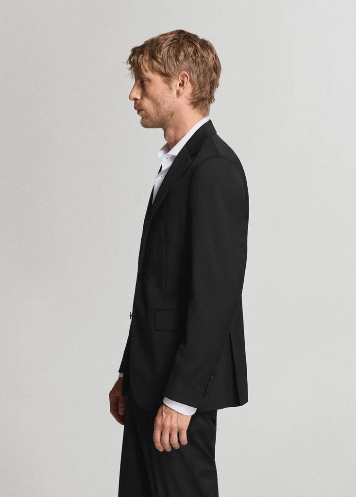 Turin 100% virgin wool suit jacket — Black