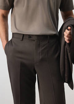 Turin suit trousers, 100% virgin wool, slim fit — Brown 4