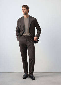 Turin suit trousers, 100% virgin wool, slim fit — Brown 6