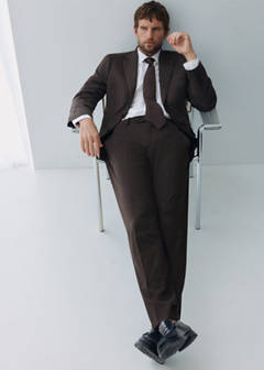 Turin suit trousers, 100% virgin wool, slim fit — Brown 13