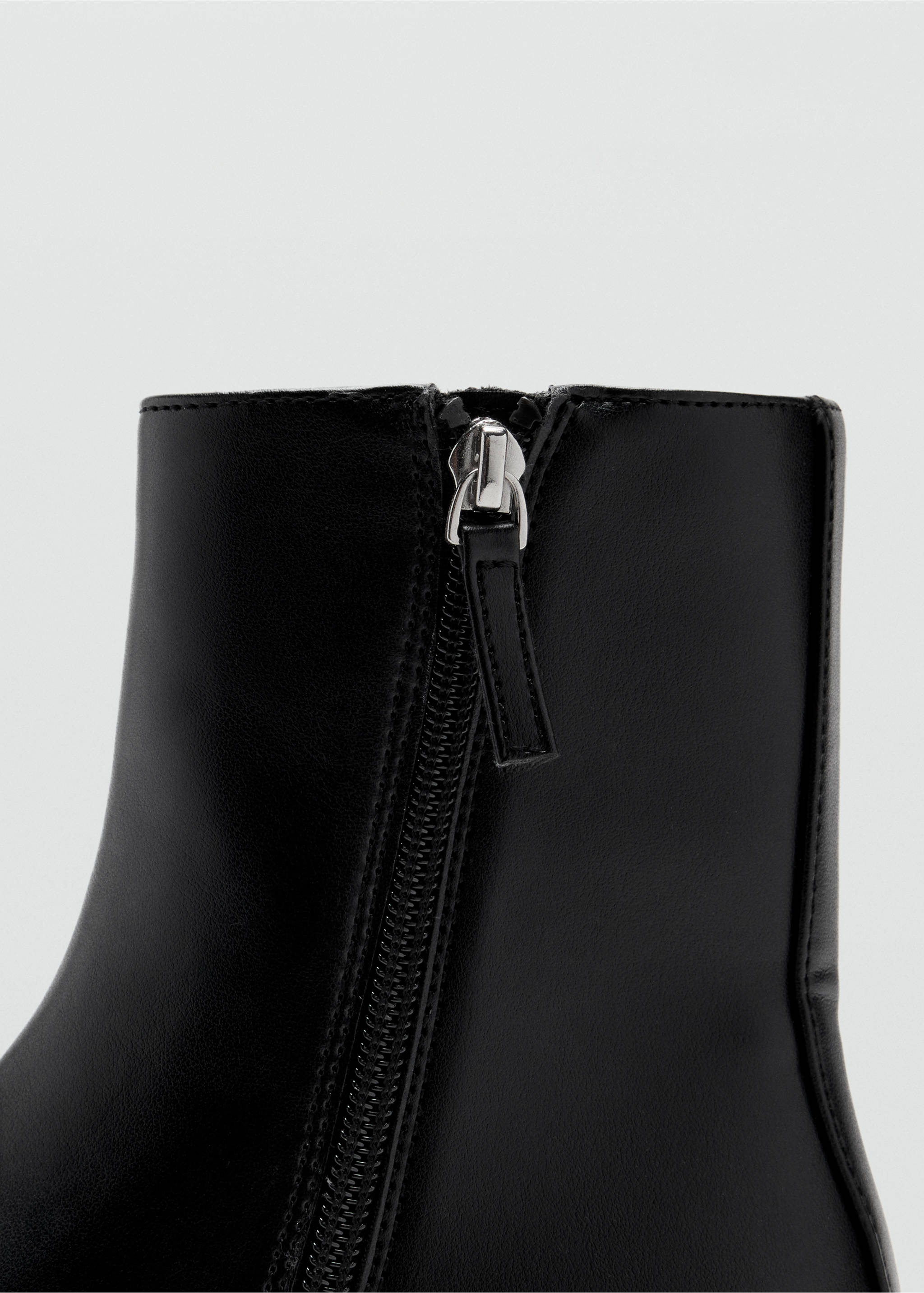 Faux leather ankle boot with round toe - Details of the article 2, Black. Ref: 37056326-00.