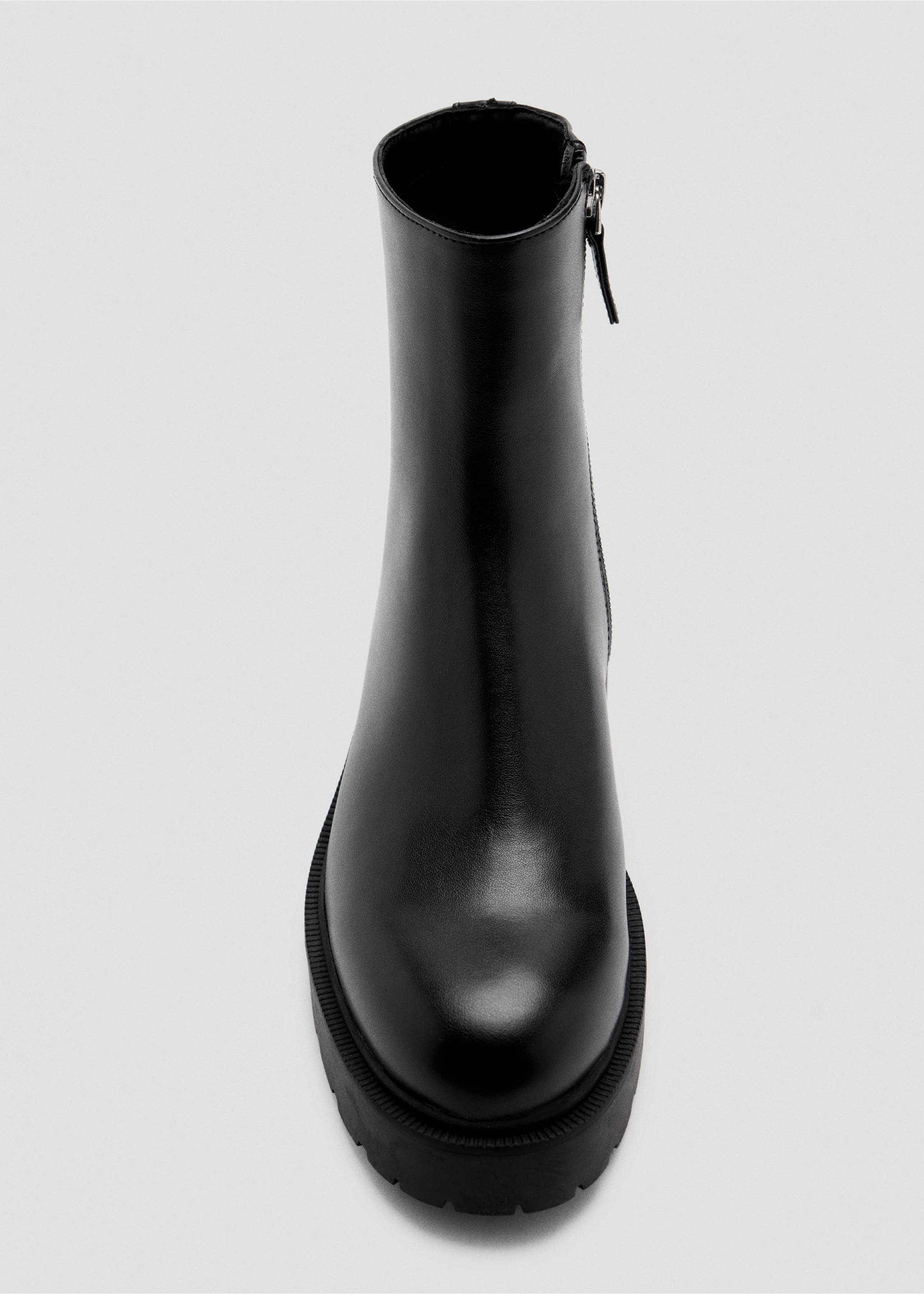 Faux leather ankle boot with round toe - Details of the article 3, Black. Ref: 37056326-00.