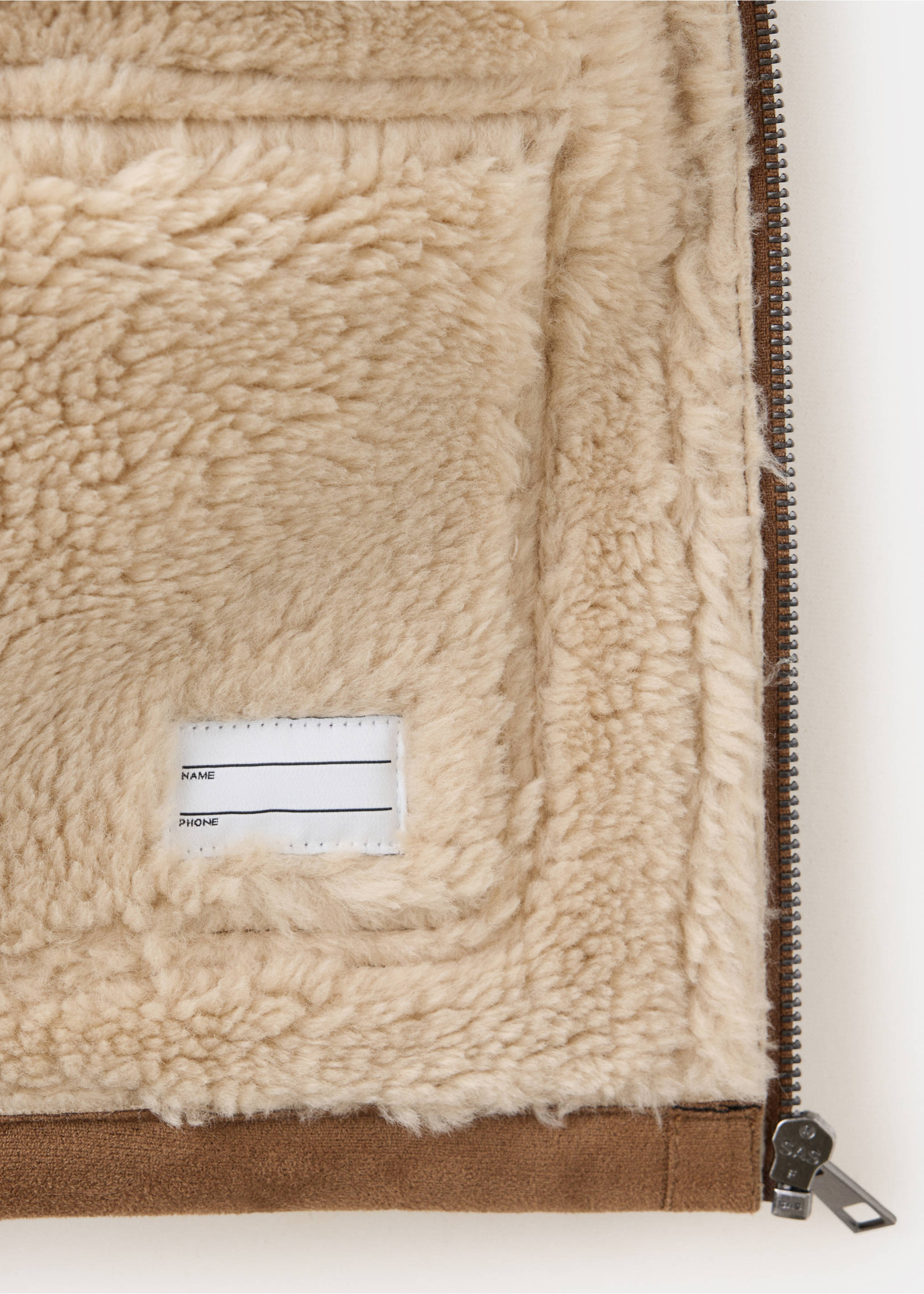 Double face jacket with fleece lining - Details of the article 0, Tobacco Brown. Ref: 37056337-00.