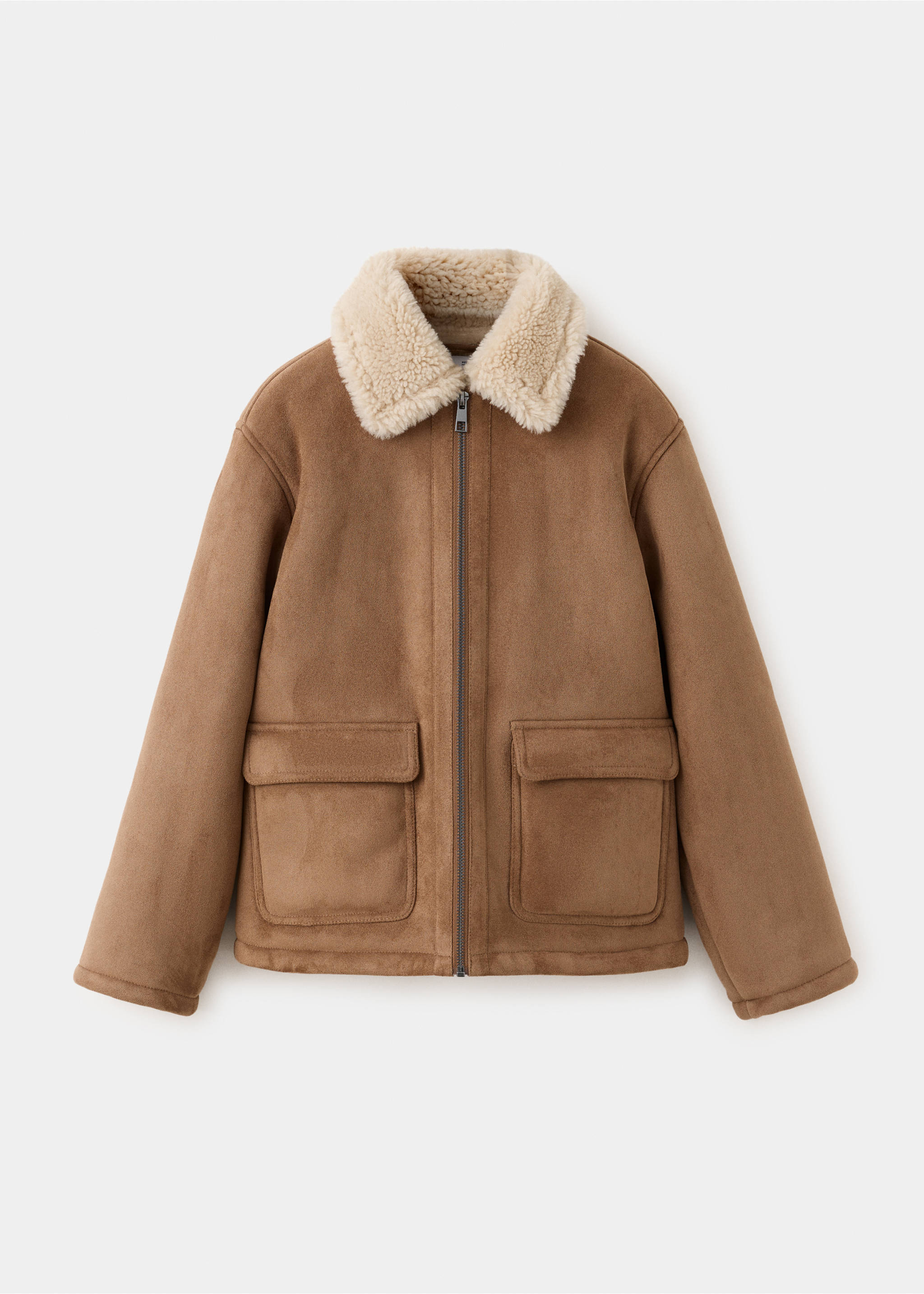 Double face jacket with fleece lining - Article without model, Tobacco Brown. Ref: 37056337-00.