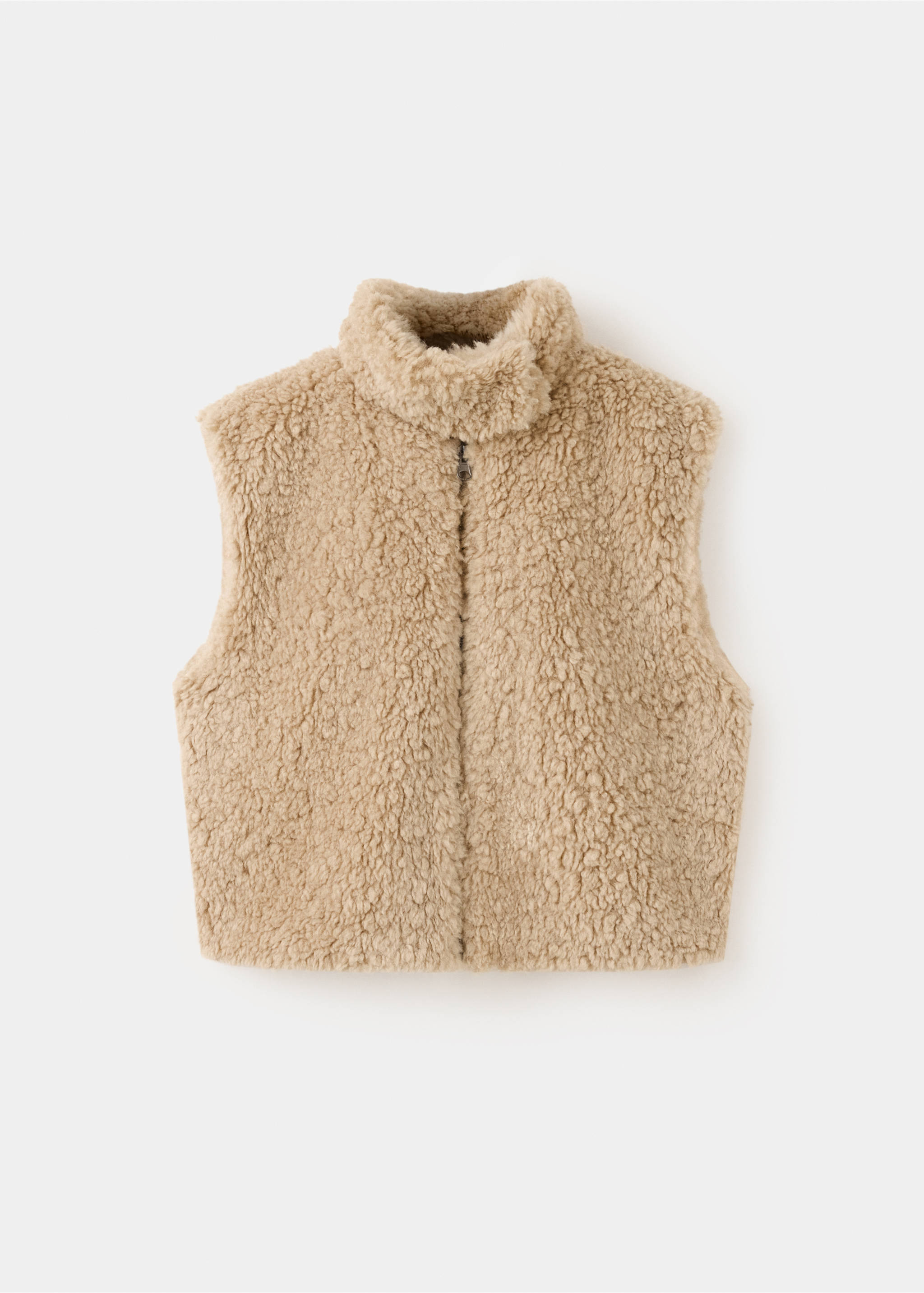 Gilet effet imitation mouton - Article sans modèle, Marron moyen. Ref: 37056347-00.