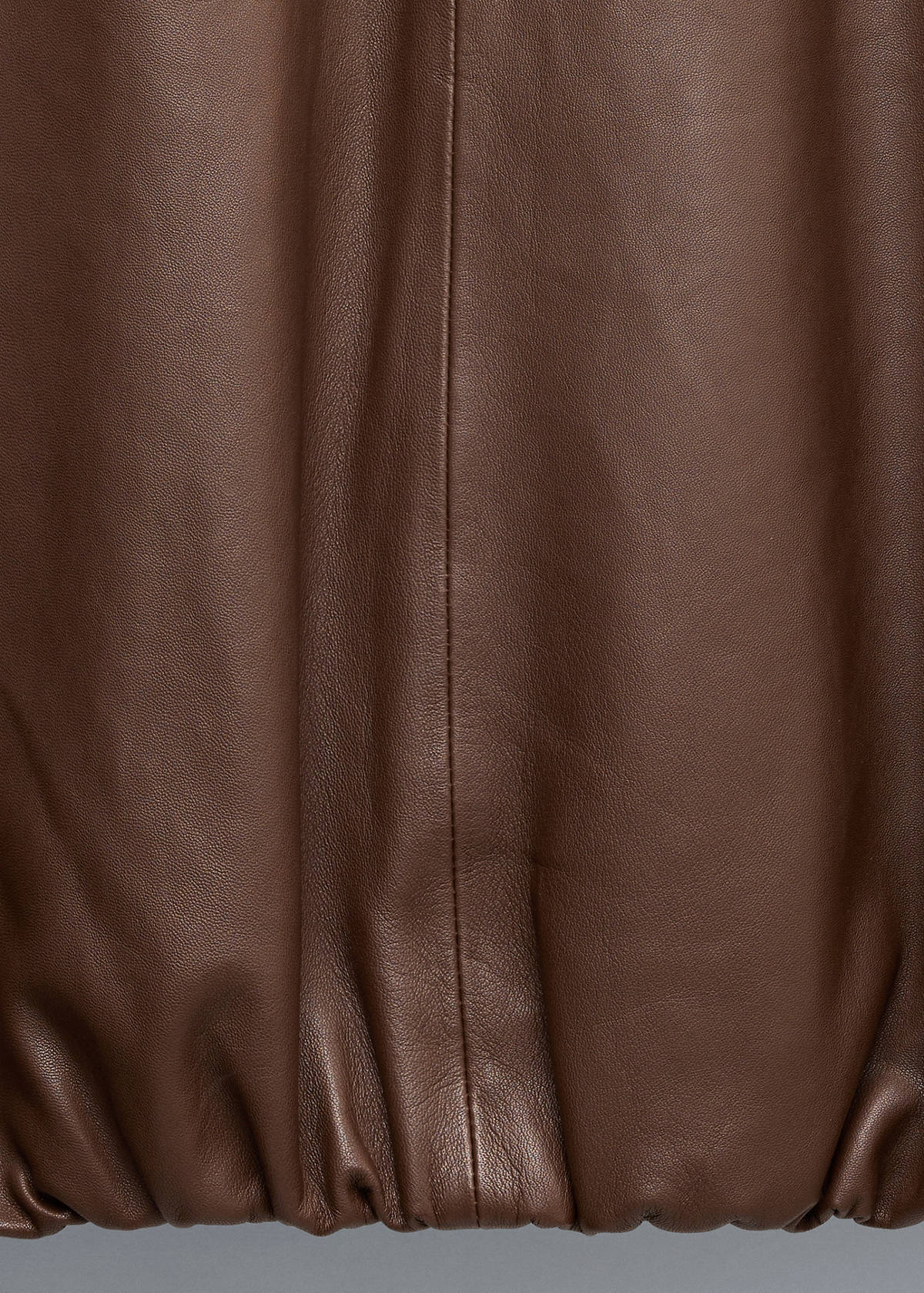 Leather jacket with strap collar — Brown