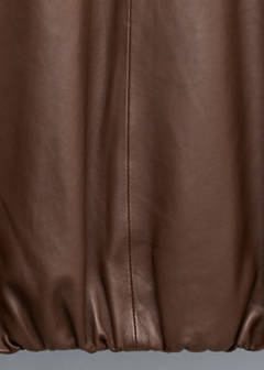 Leather jacket with strap collar — Brown 9