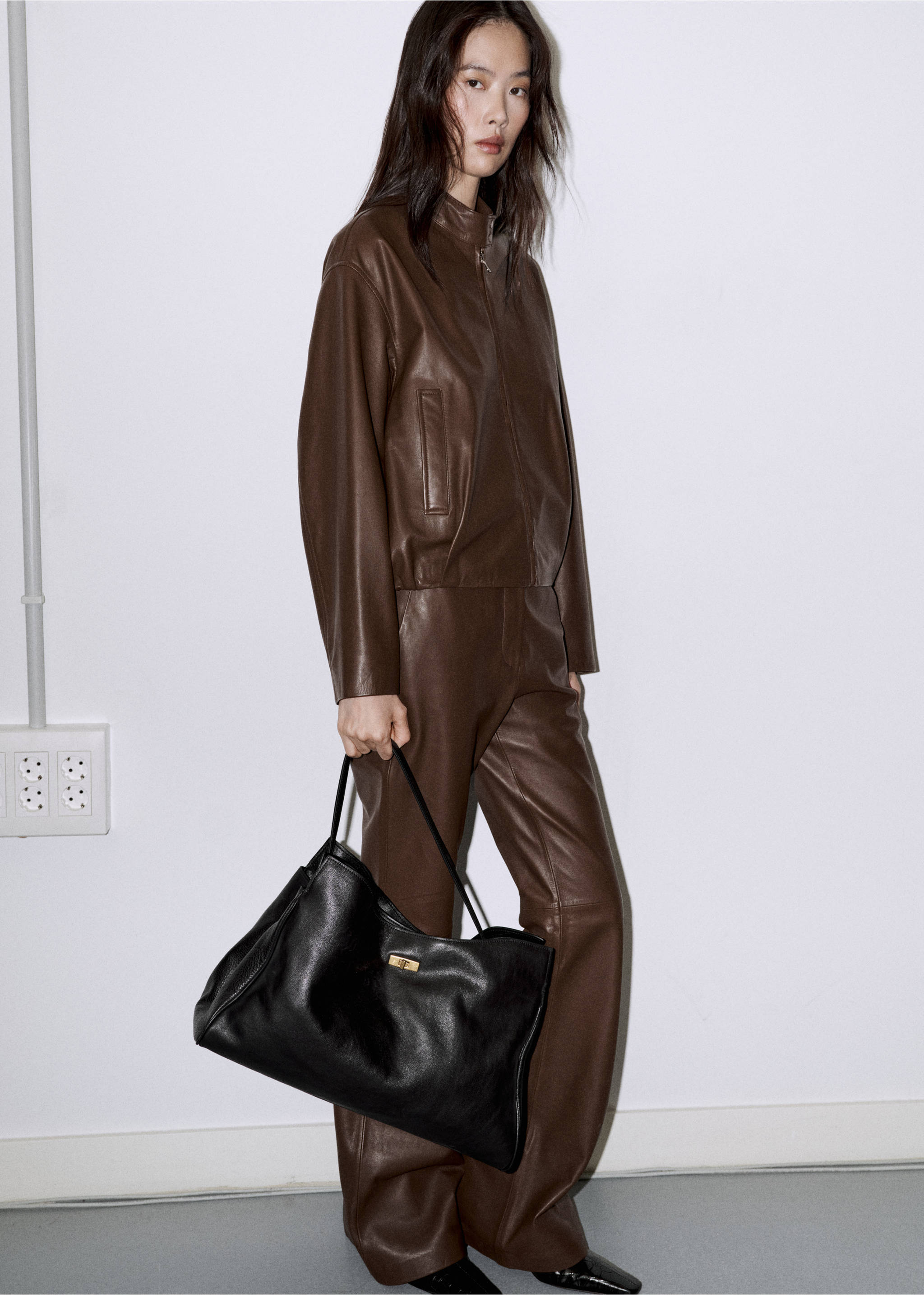 Leather zipper jacket - General plane, Brown. Ref: 37056348-01.