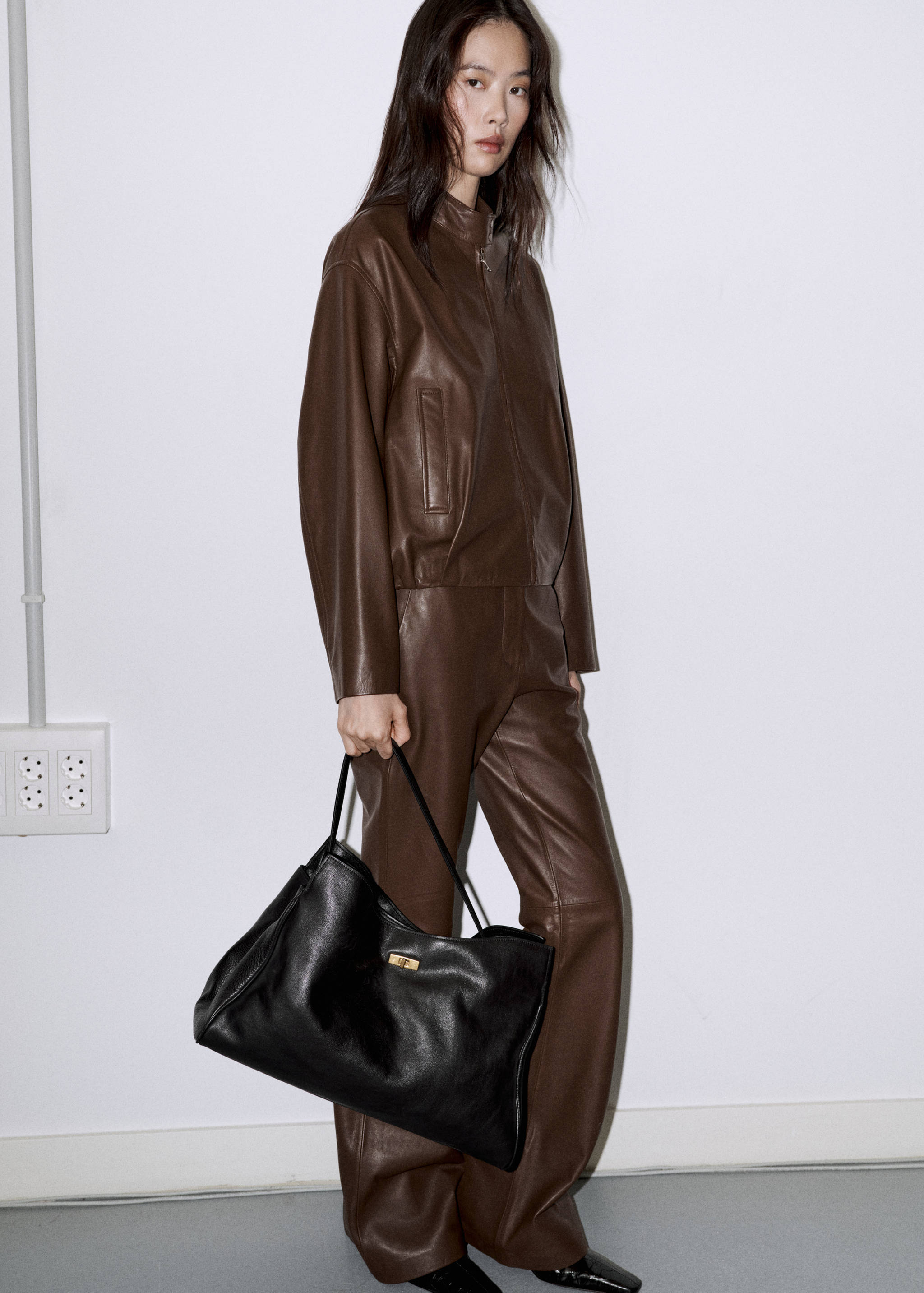 Leather zipper jacket - General plane